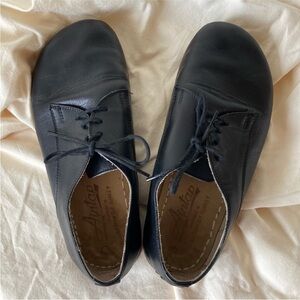 Aintap Black Leather Barefoot Shoes Oxfords